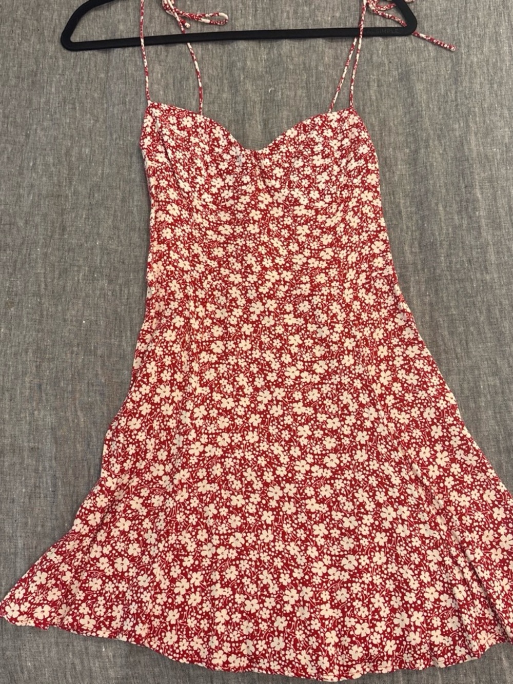 Reformation Red Floral Slip Dress with Cream Daisies